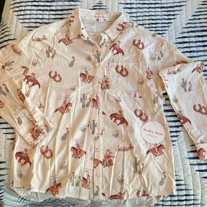 Bailey Rose Women's Western Print Blouse - Cream